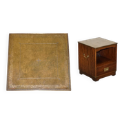 Vintage Bevan Funell Military Campaign Bedside Table with Leather Top