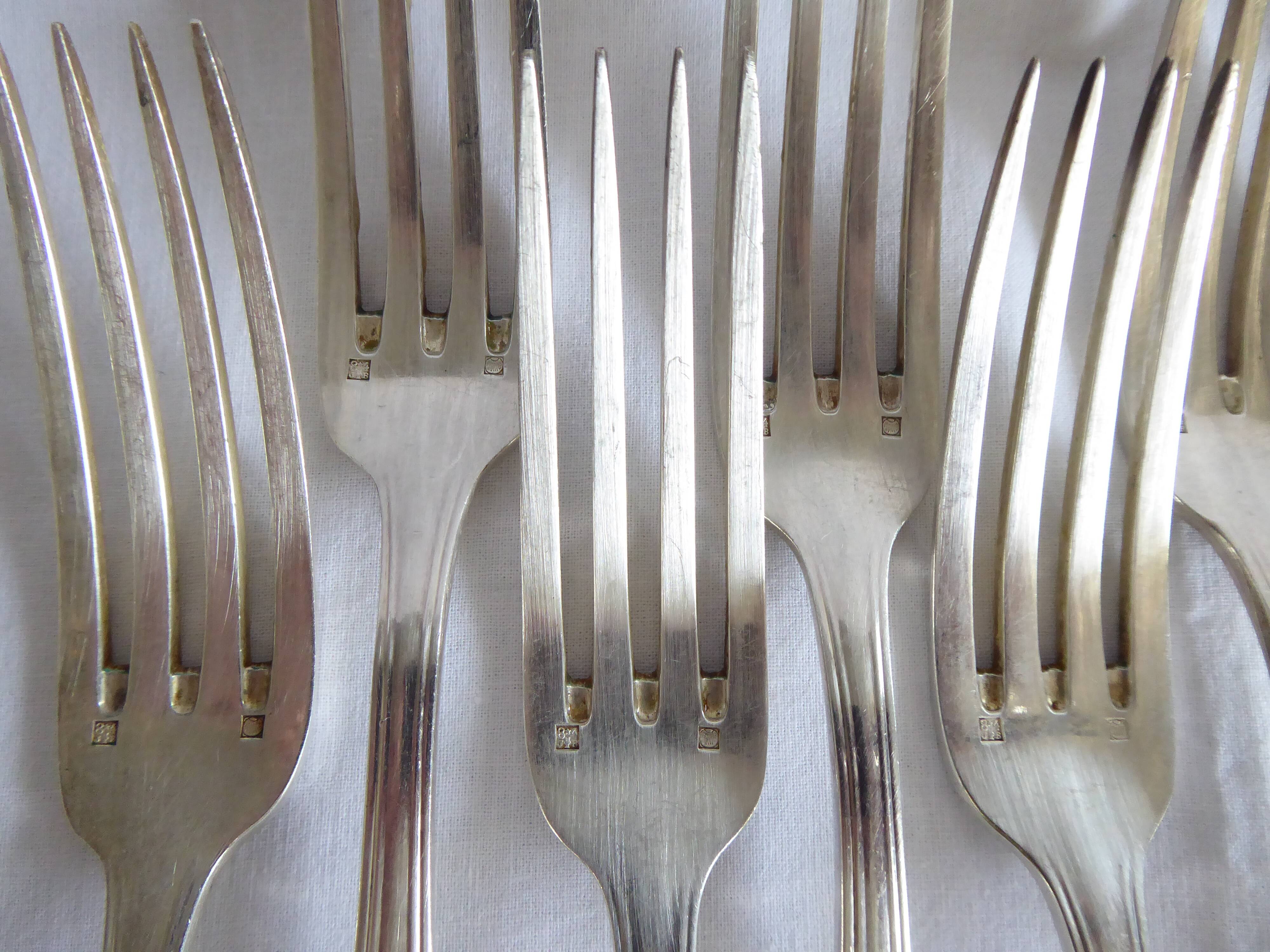 Orbrille JB silver metal cutlery set 37 pieces