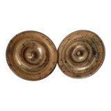 Pair of antique Empire furniture knobs from the 19th century in gilded bronze.