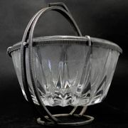 Art Deco sugar bowl, glass, silver-plated brass, Poland, 1920s