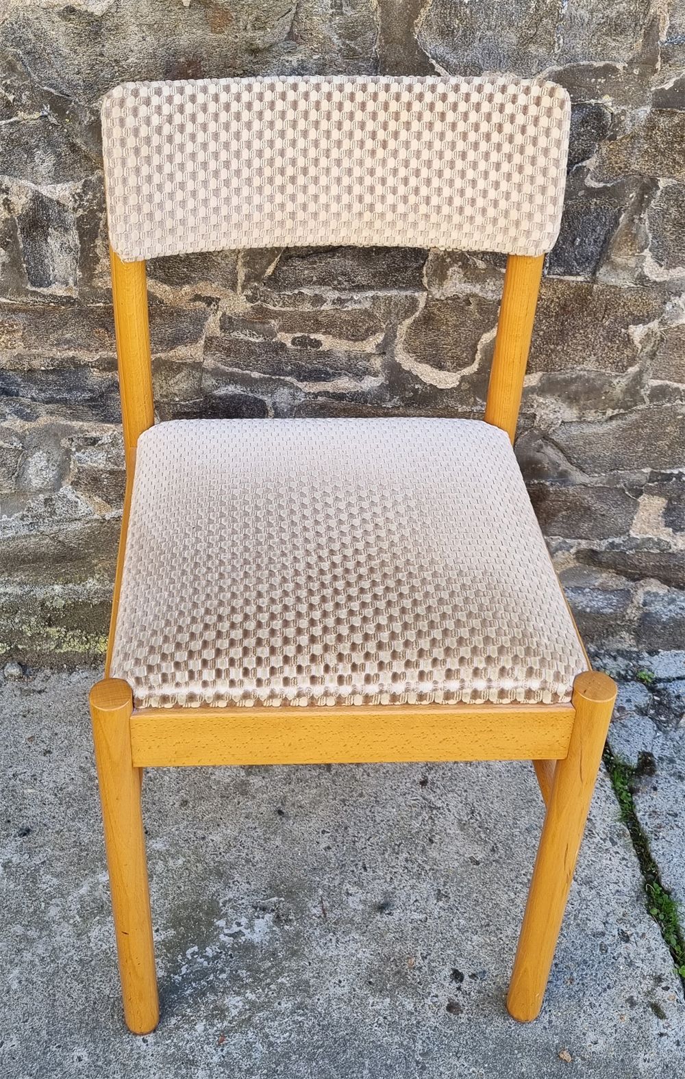 Baumann wood and velvet chair, Scandinavian spirit, vintage, 60s