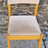 Chaise Baumann bois et velours, esprit scandinave, vintage, années 60
