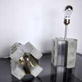 Pair of Poliarte Cubic lamps by Albano Poli, murano glass, Italy, 1960