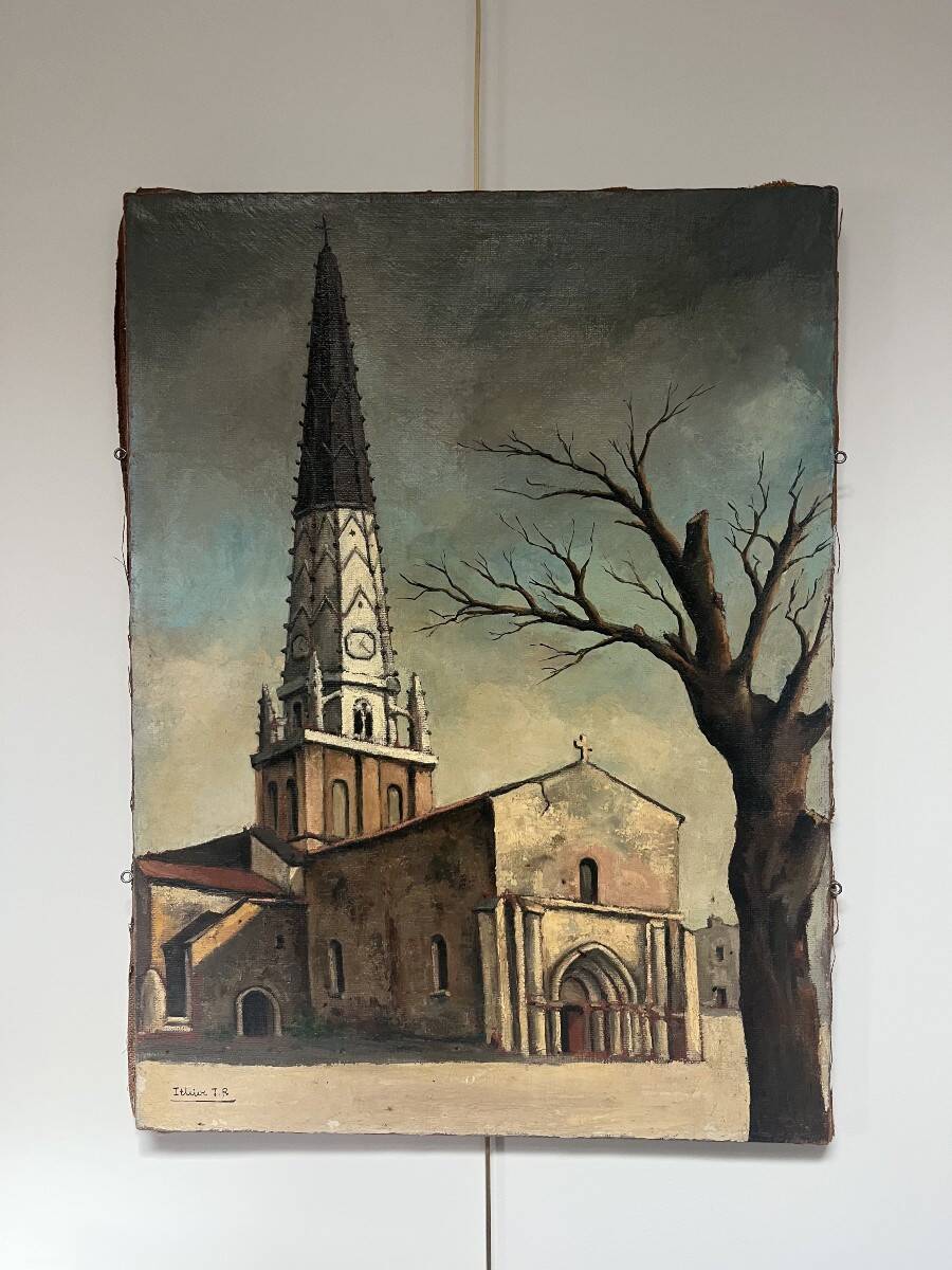 Jean Robert Ithier (1904-1977) Ars en Ré, View of the church, oil on canvas signed