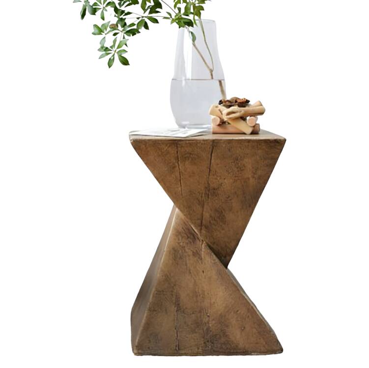 Lightweight Geometric Concrete Side Table, Modern Indoor/Outdoor Accent Table, Multifunctional Table