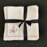 Lot de 12 serviettes de table broderie fleur