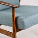 Armchair 'Lis', 1970s turquoise tweed design by Henryk Lis - brown beech wood