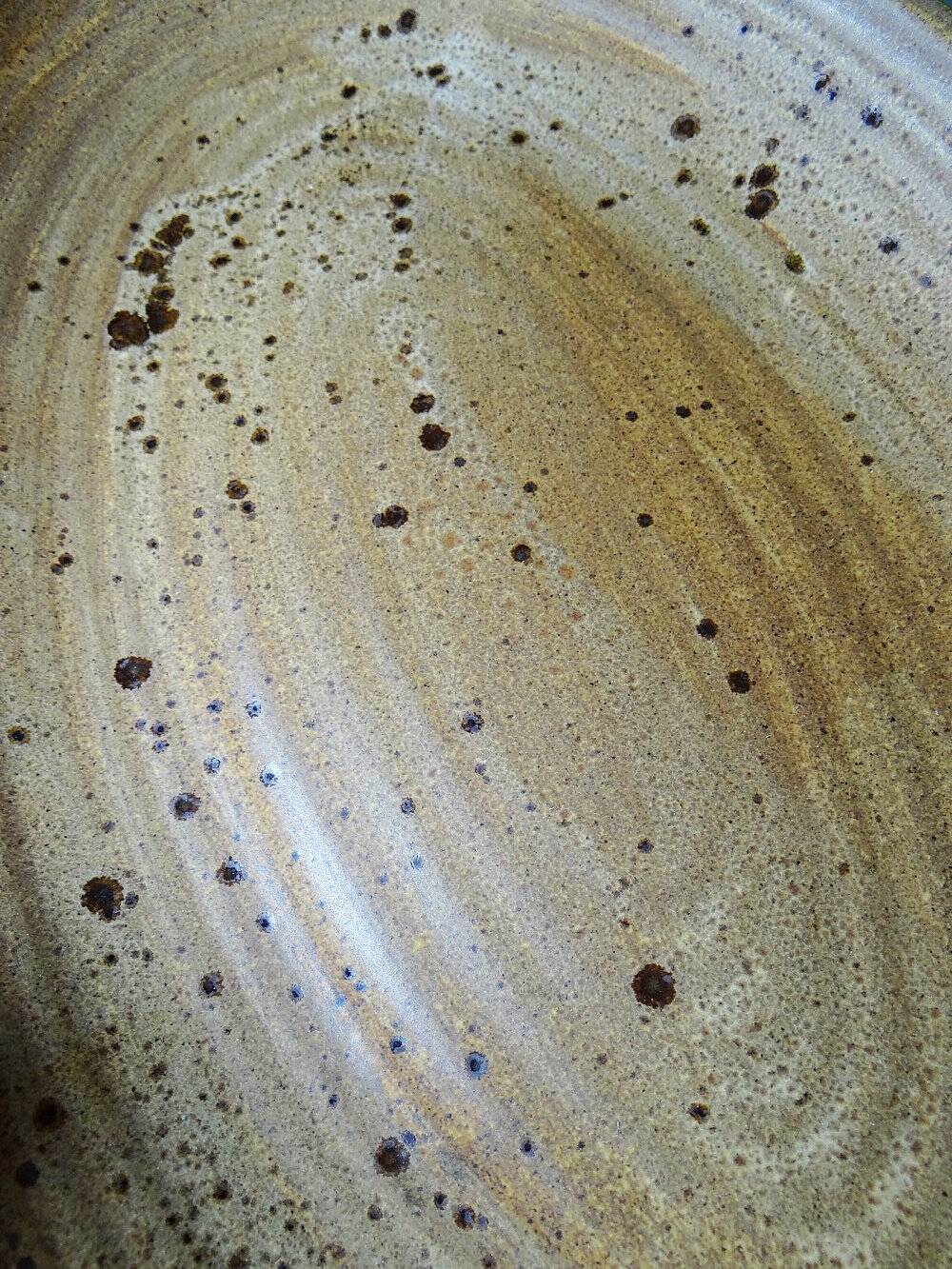 Large oval serving dish in vintage Salins handmade stoneware/ceramics from the 1960s.