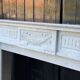 Louis XVI style fireplace in white Carrara marble, circa 1880.