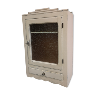 Wall mounted pharmacy cabinet art deco shabby chic gustavien patina