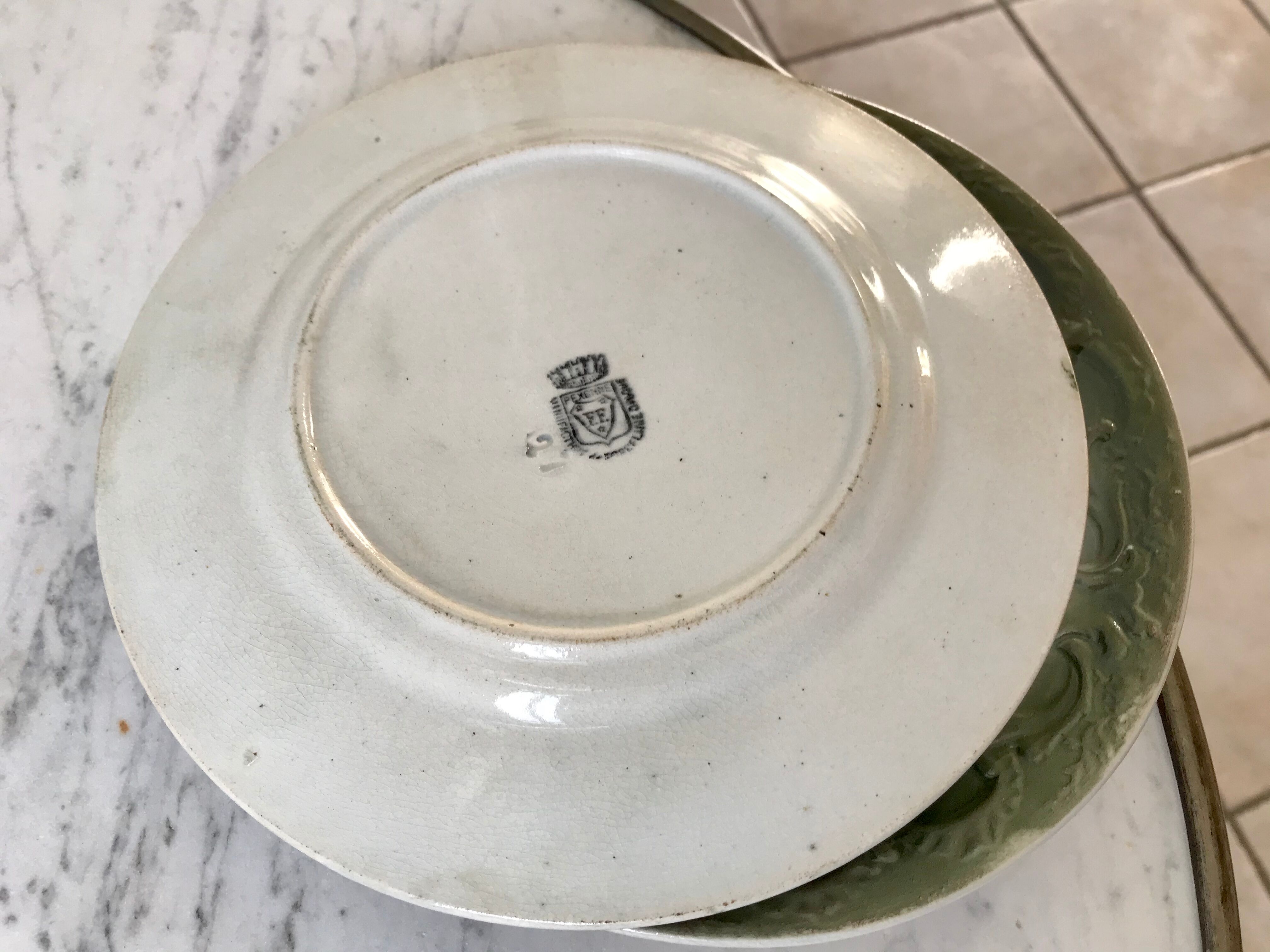 lot of 6 dessert plates in slip Pexonne early twentieth century