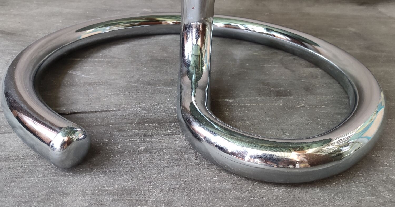 1970s coffee table in smoked glass and chrome