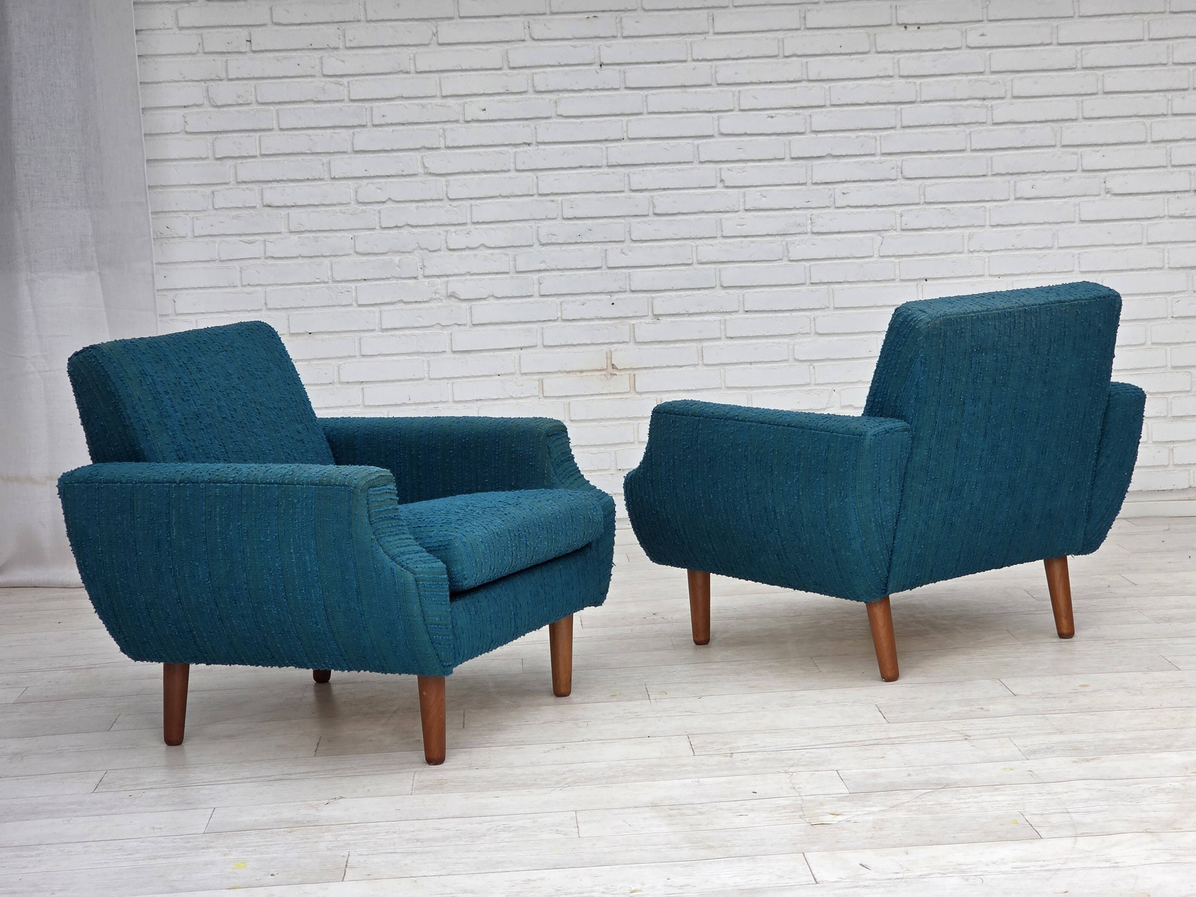 1970s, Danish armchair, original furniture wool, teak wood.