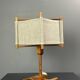 Midcentury Scandinavian pine table lamp with square fabric shade, 1970s