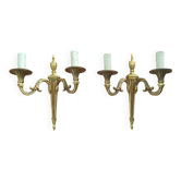 Pair of Louis XVI wall sconces in gilded bronze – Maison Lucien Gau