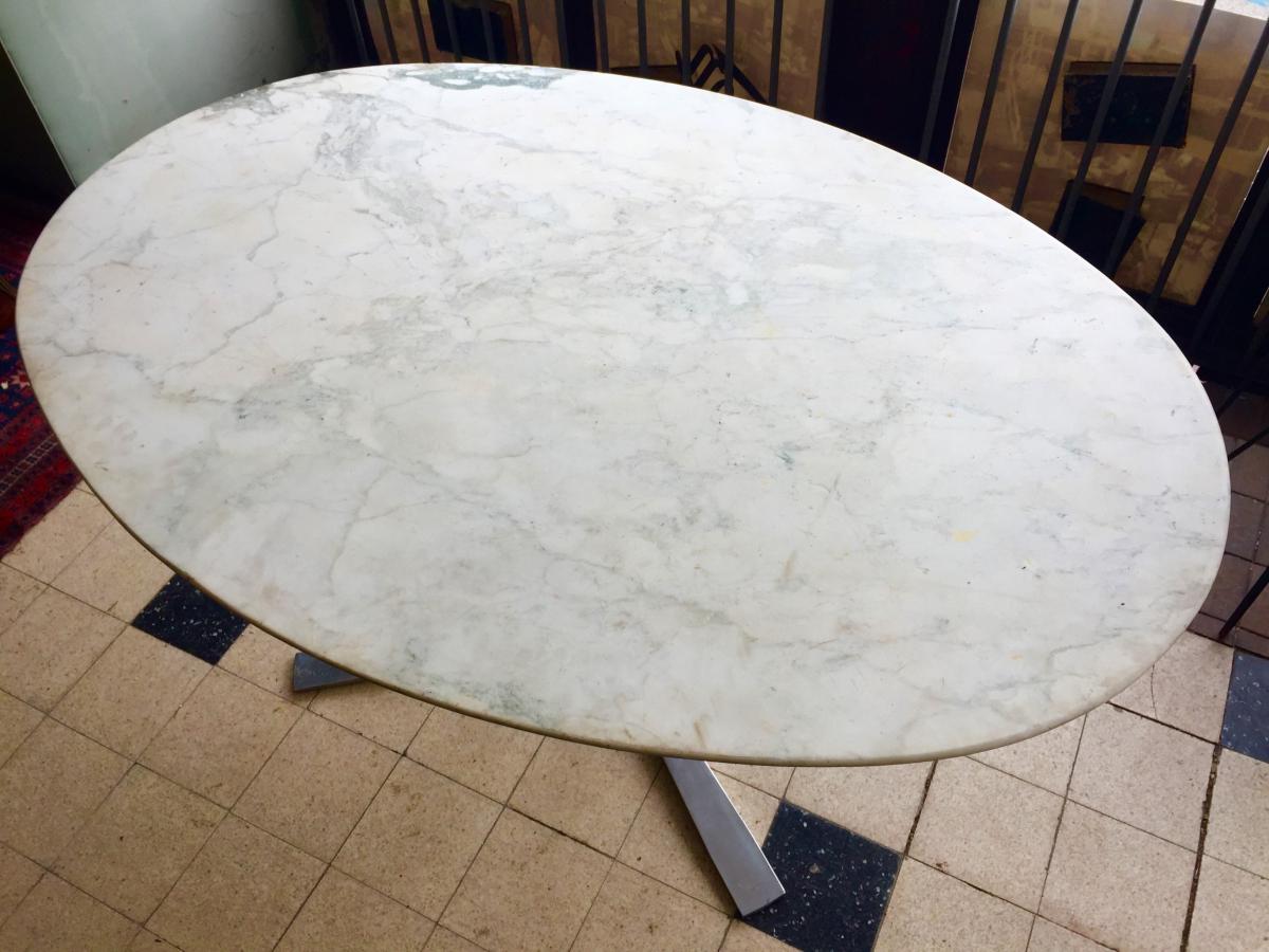 Table marble base chrome