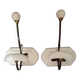 2 vintage wooden and ceramic coat hooks