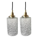 Set of two bubble glass pendant lights