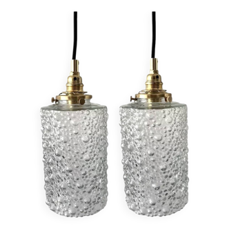 Set of two bubble glass pendant lights