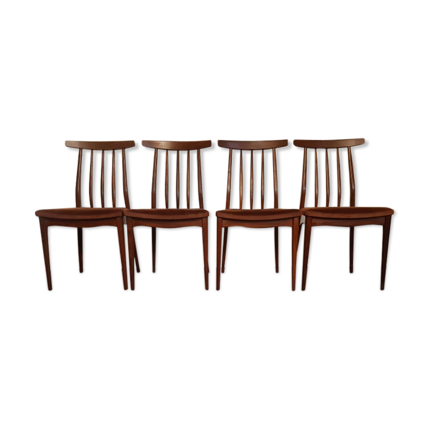 Vtg Set Of 4 Younger Mid Century Teak Dining Chairs Danish Scandi Design Retro