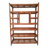 Bookcase shelf in bamboo and vintage rattan