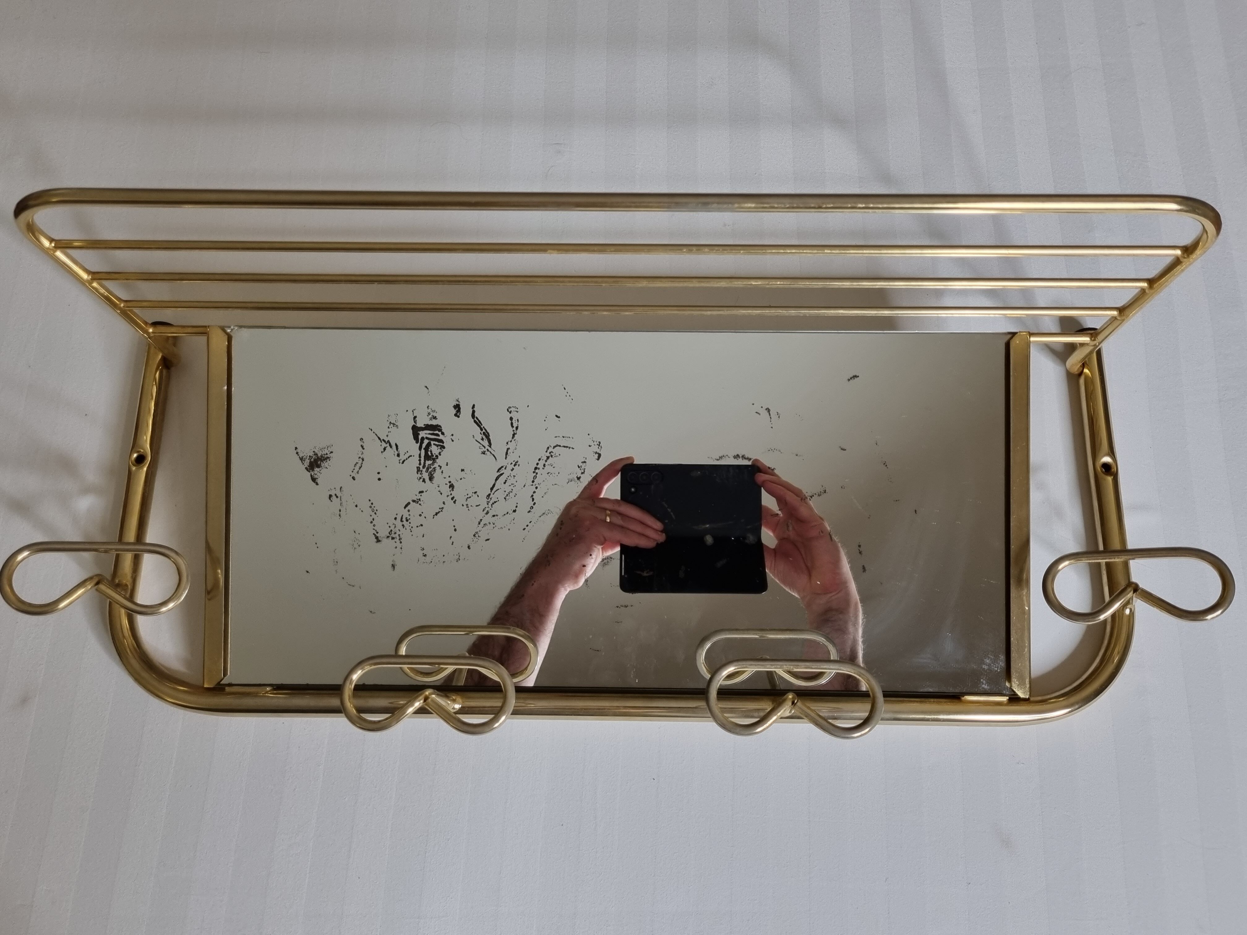Wall coat rack in vintage gilded metal 60 cm