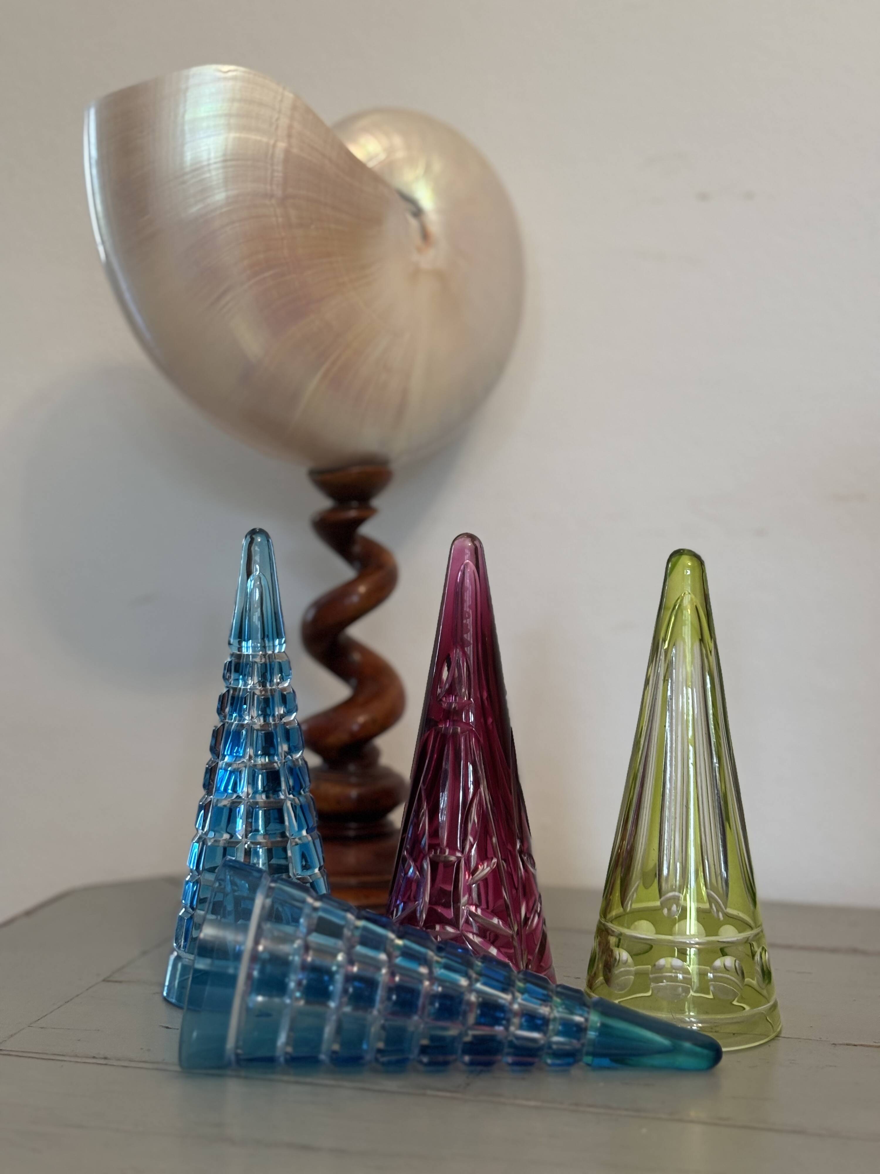 Set of 4 small glasses known as "cul sec" from Saint Louis in Colombine crystal.