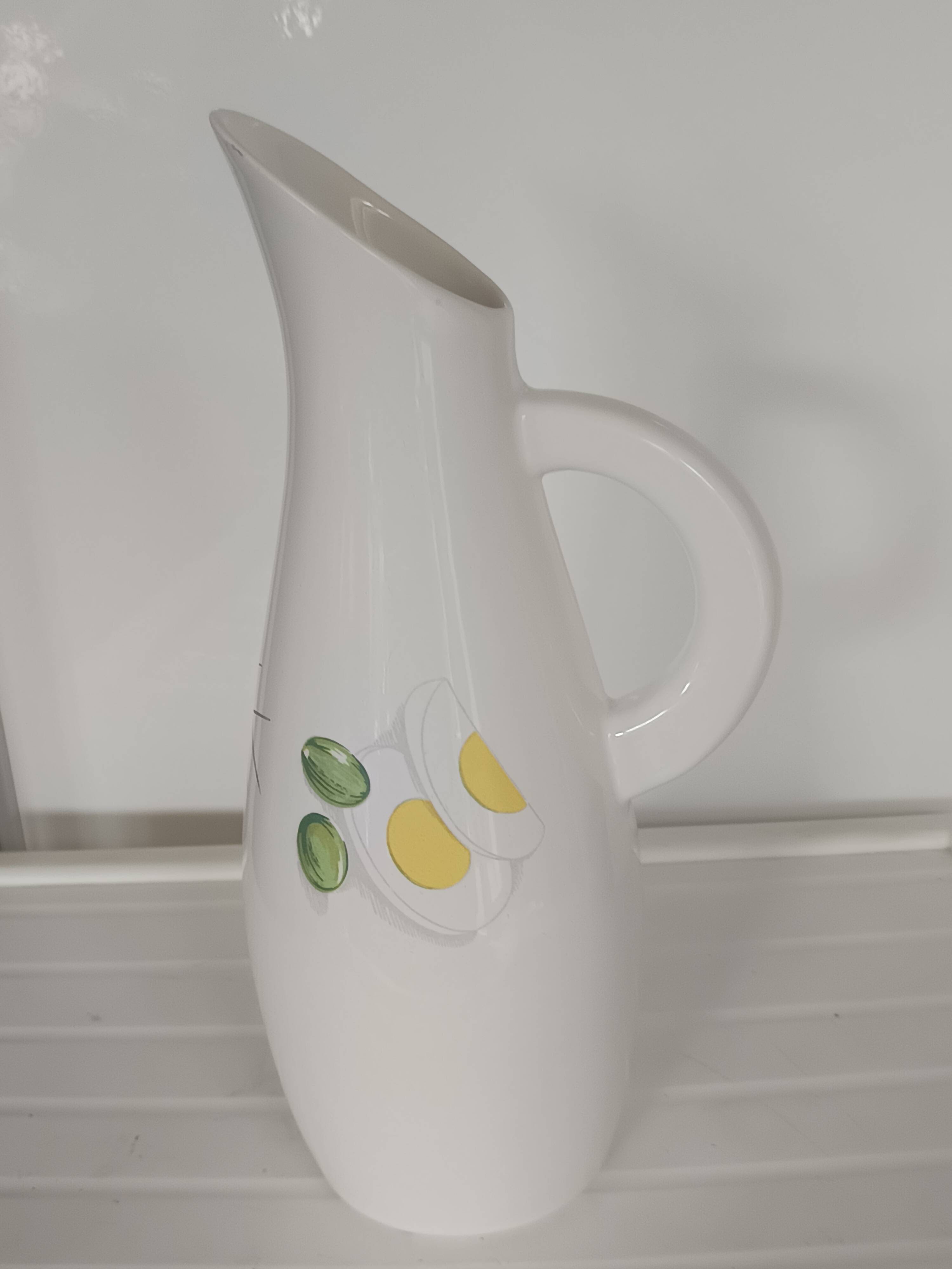 vintage ceramic pitcher Longchamp tomato hard-boiled egg design