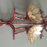 Pair of vintage appliques in metal and mother-of-Pearl