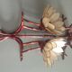 Pair of vintage appliques in metal and mother-of-Pearl