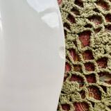 Set of 6 beige earthenware dinner plates, circa 1970, Sarreguemines, France.