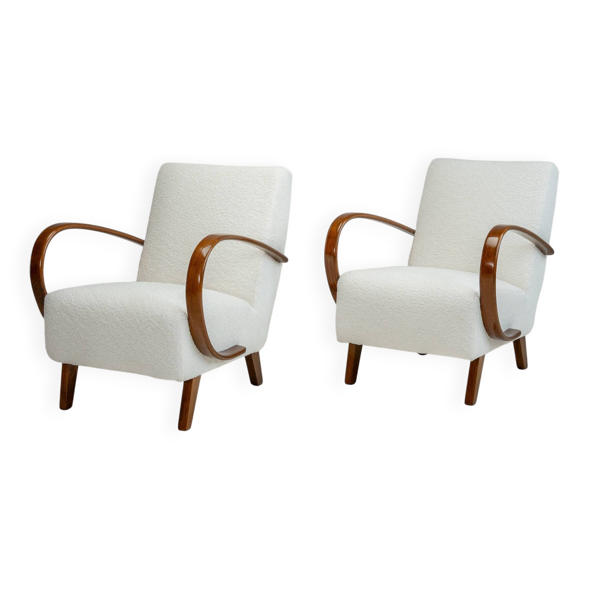 Paire de fauteuils de Jindřich Halabala, fauteuils de salon tchèques du milieu du siècle