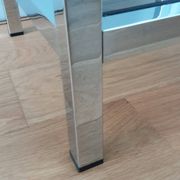 Chrome metal and smoked glass console