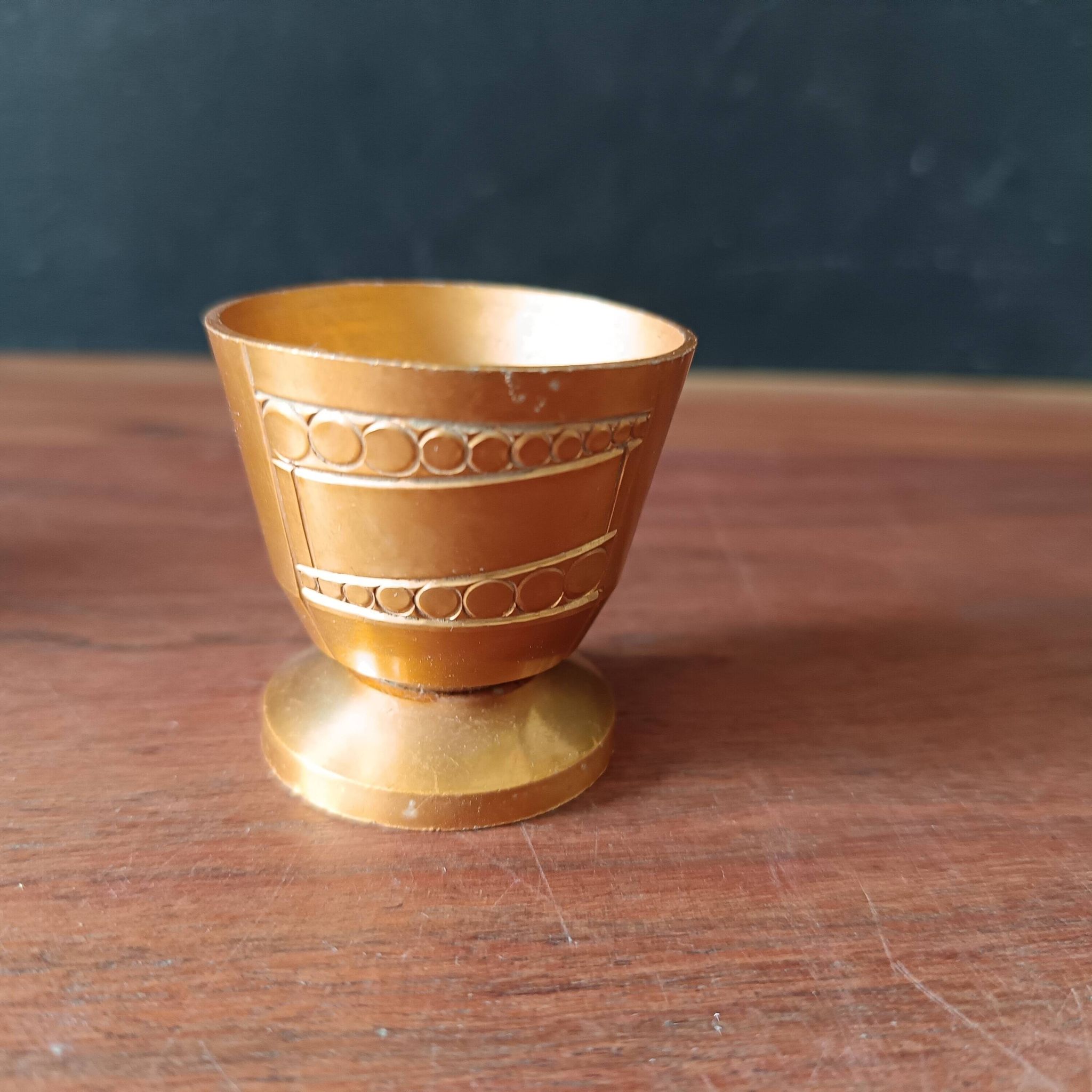 5 vintage egg cups aluminum art deco france