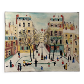Naive painting signed - Paris Place de Furstenberg