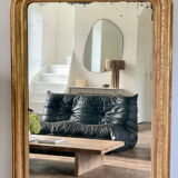 Old mirror louis Philippe gilded gold leaf pediment angels