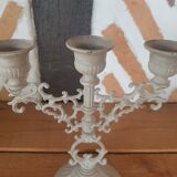 Pair candlesticks candlesticks 3 fires patina linen