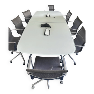 Lot salle de réunion complète ICF Milano — Table NoTable verre blanc +
