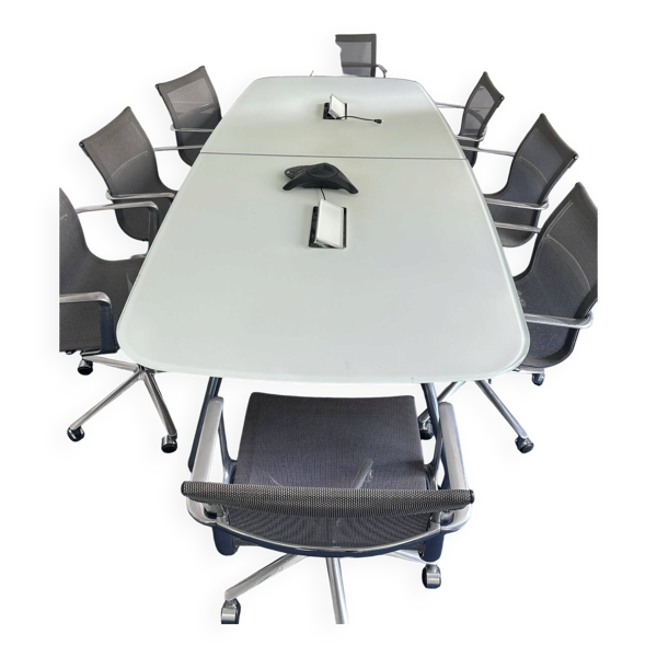 Lot salle de réunion complète ICF Milano — Table NoTable verre blanc +