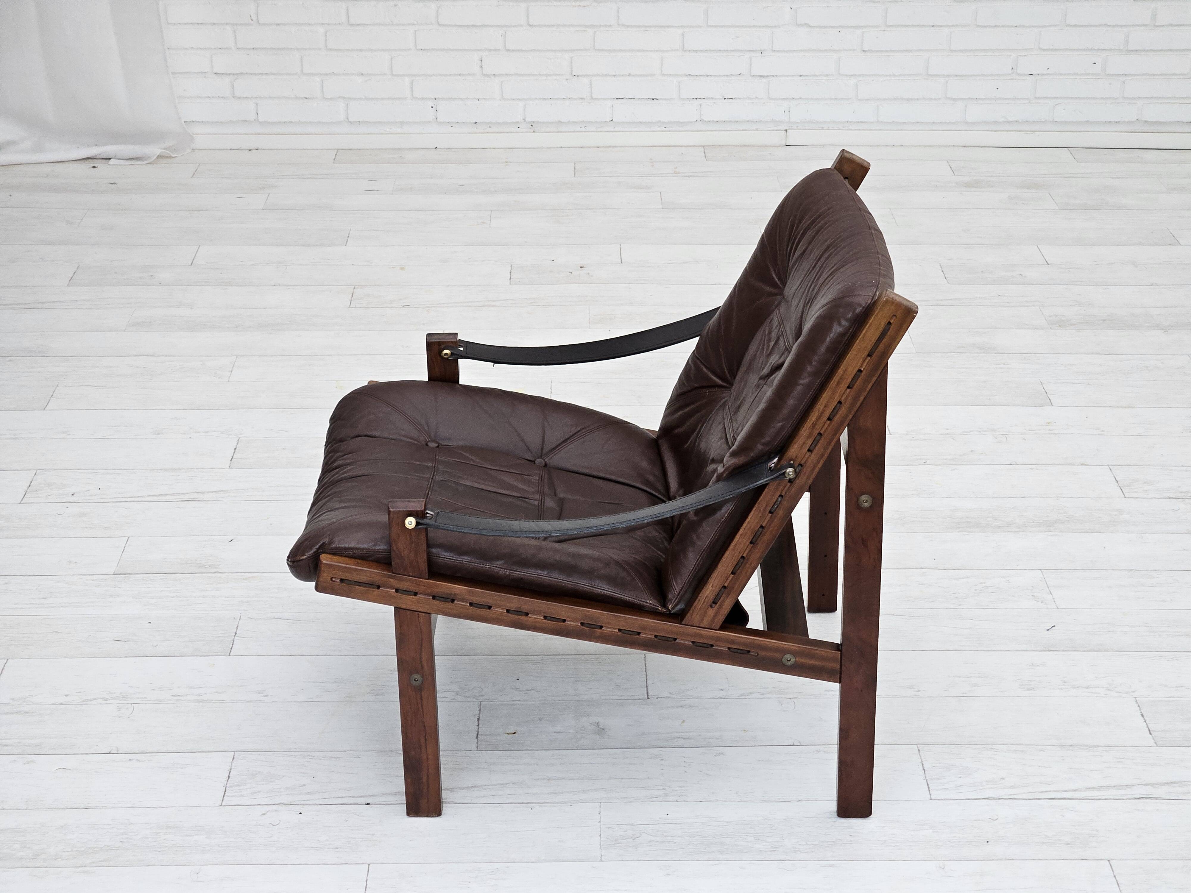 1970s, Norwegian design by Torbjørn Afdal, "Hunter" chair, leather.