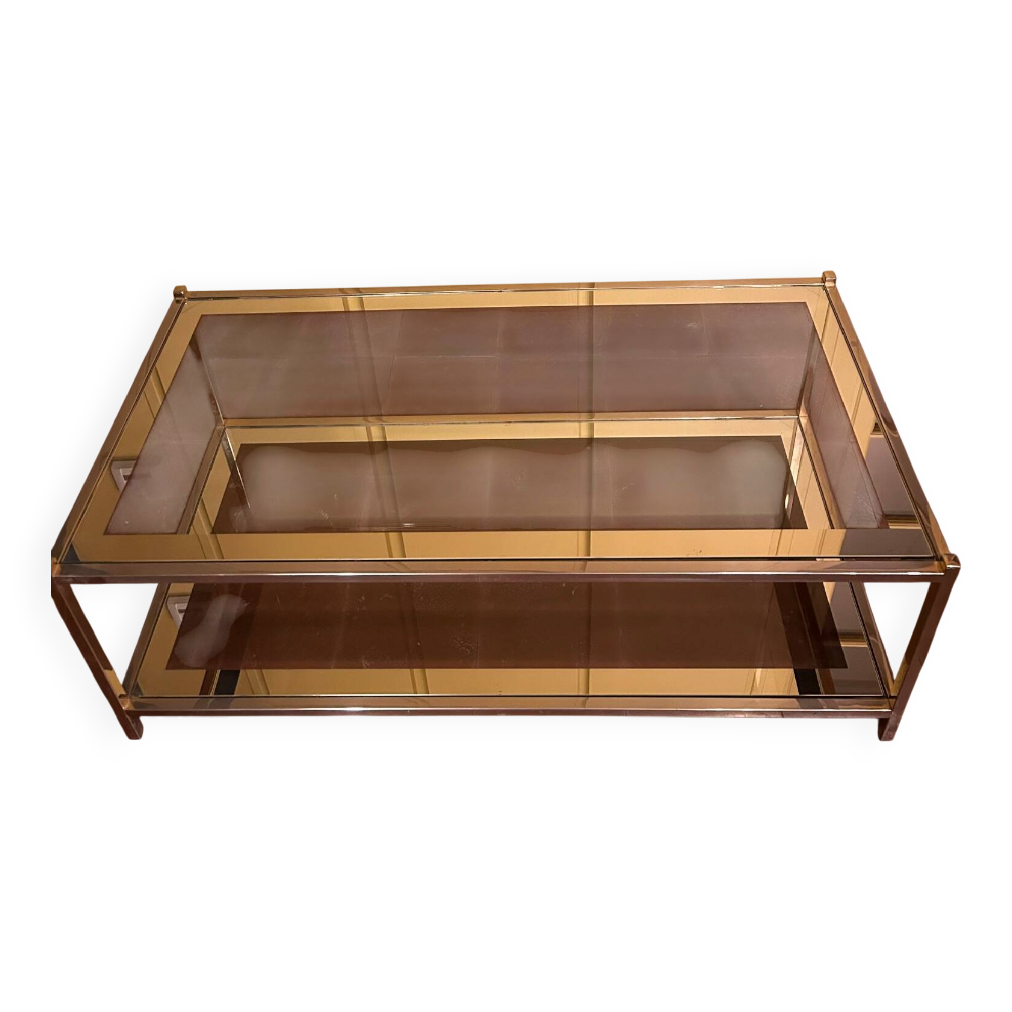 Vintage coffee table in glass and gilded brass