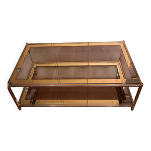 table basse vintage verre - laiton