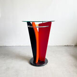 Postmodern Multicolored Italian Memphis Design Pedestal Gueridon Side Table