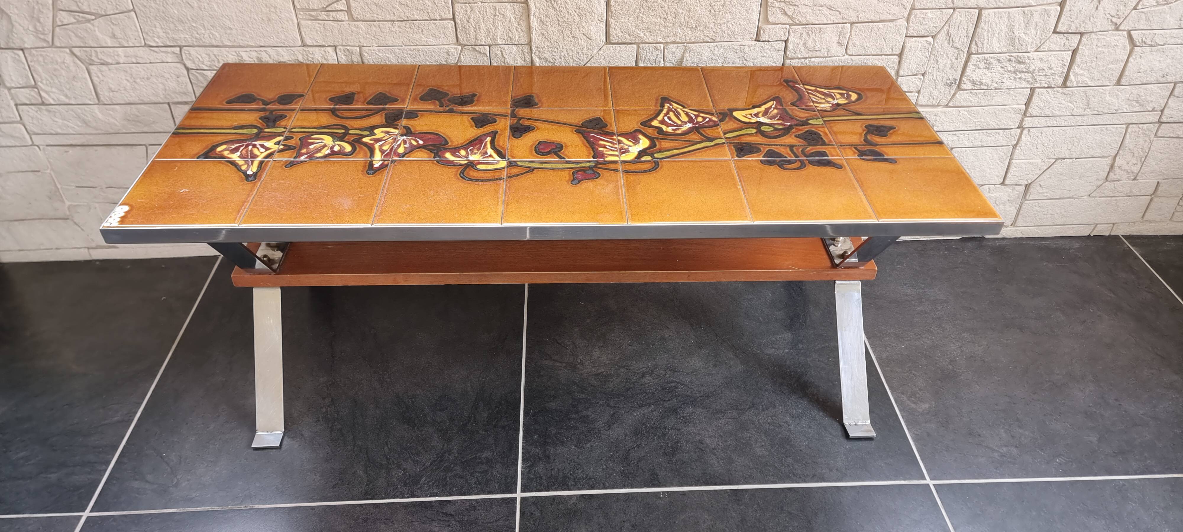 Ceramic tile coffee table signed ADRI 1970