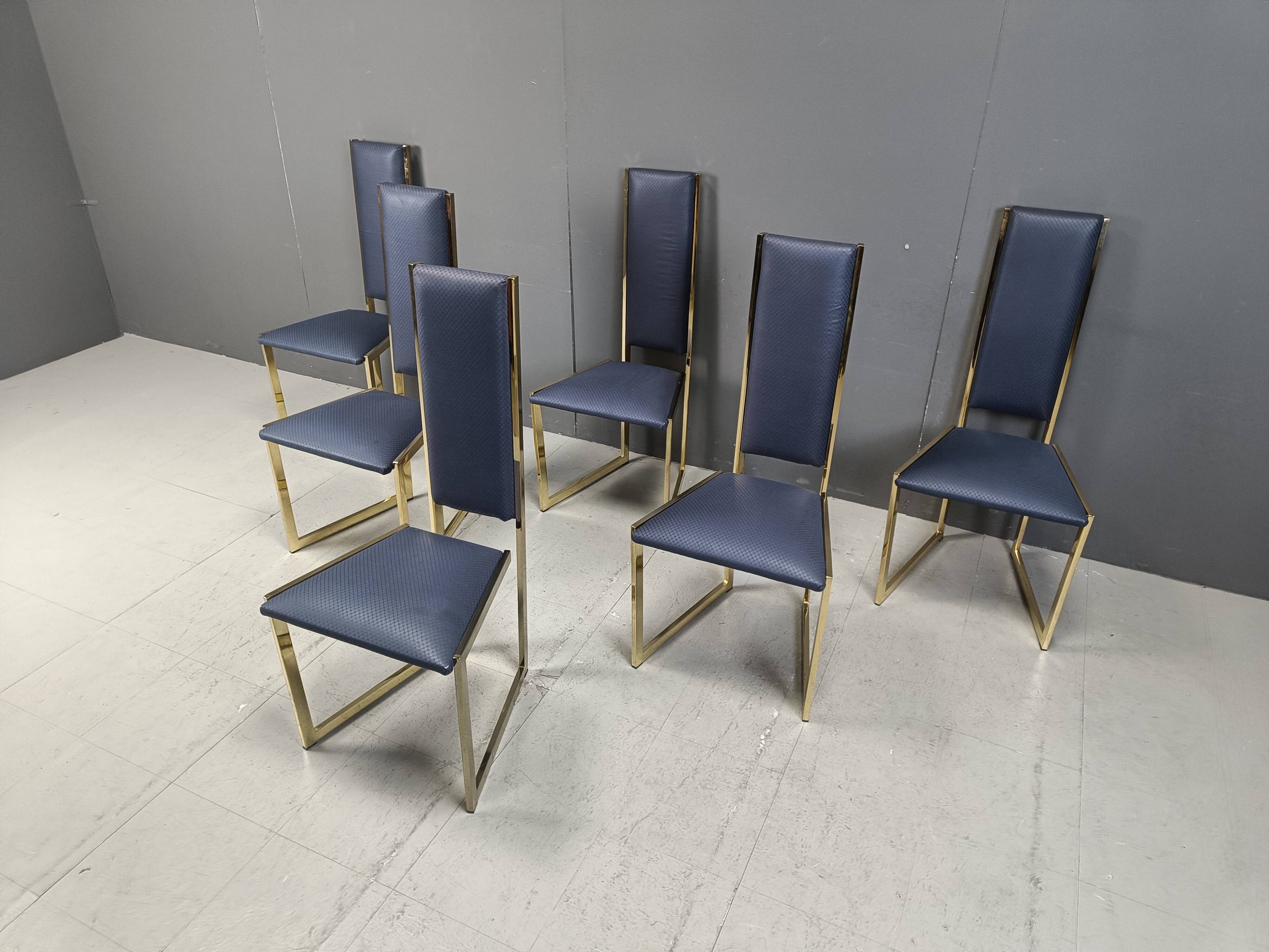 Vintage brass dining chairs set of 6 - 1970s