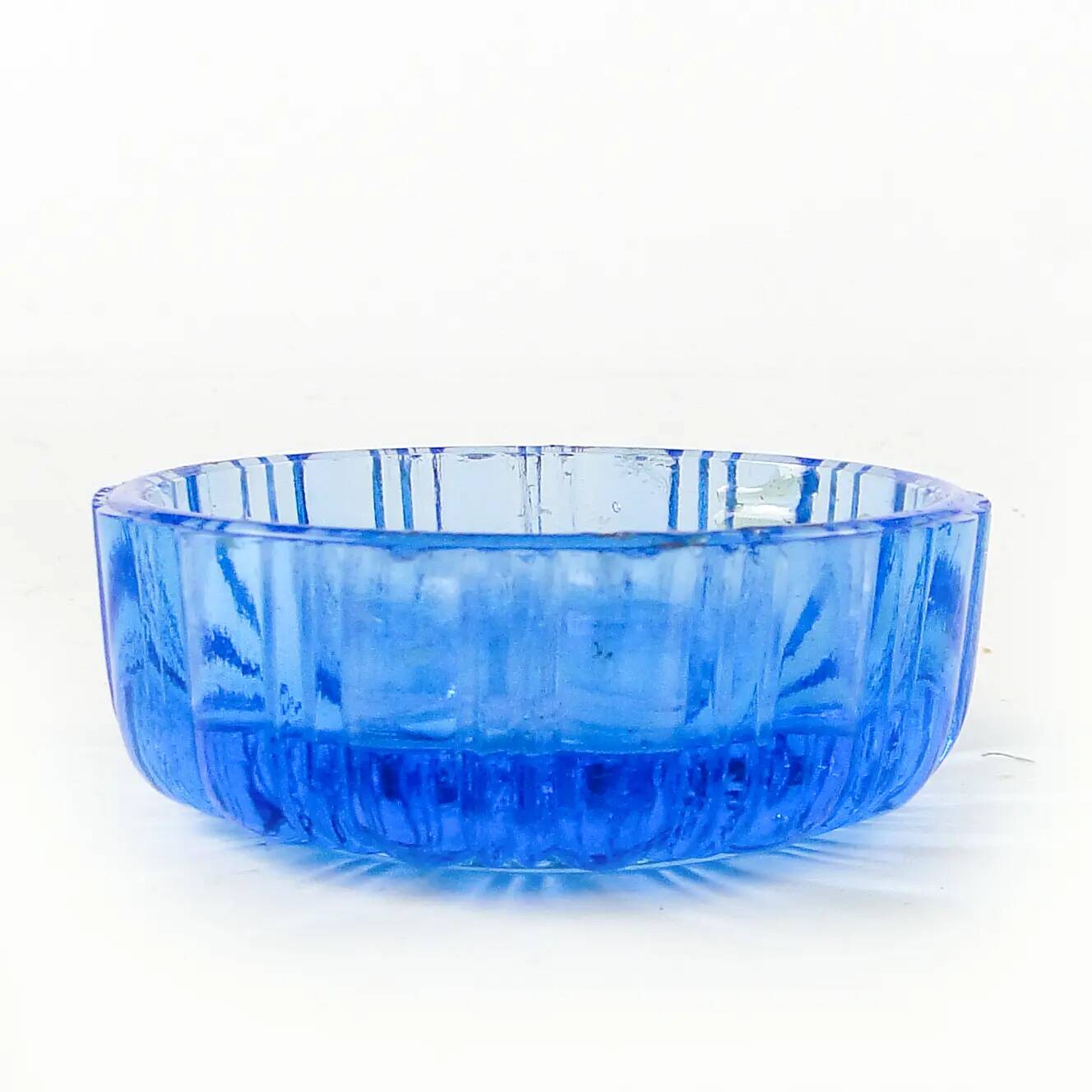 Art Deco salt cellar, orange glass, Ząbkowice, Poland, 1930s