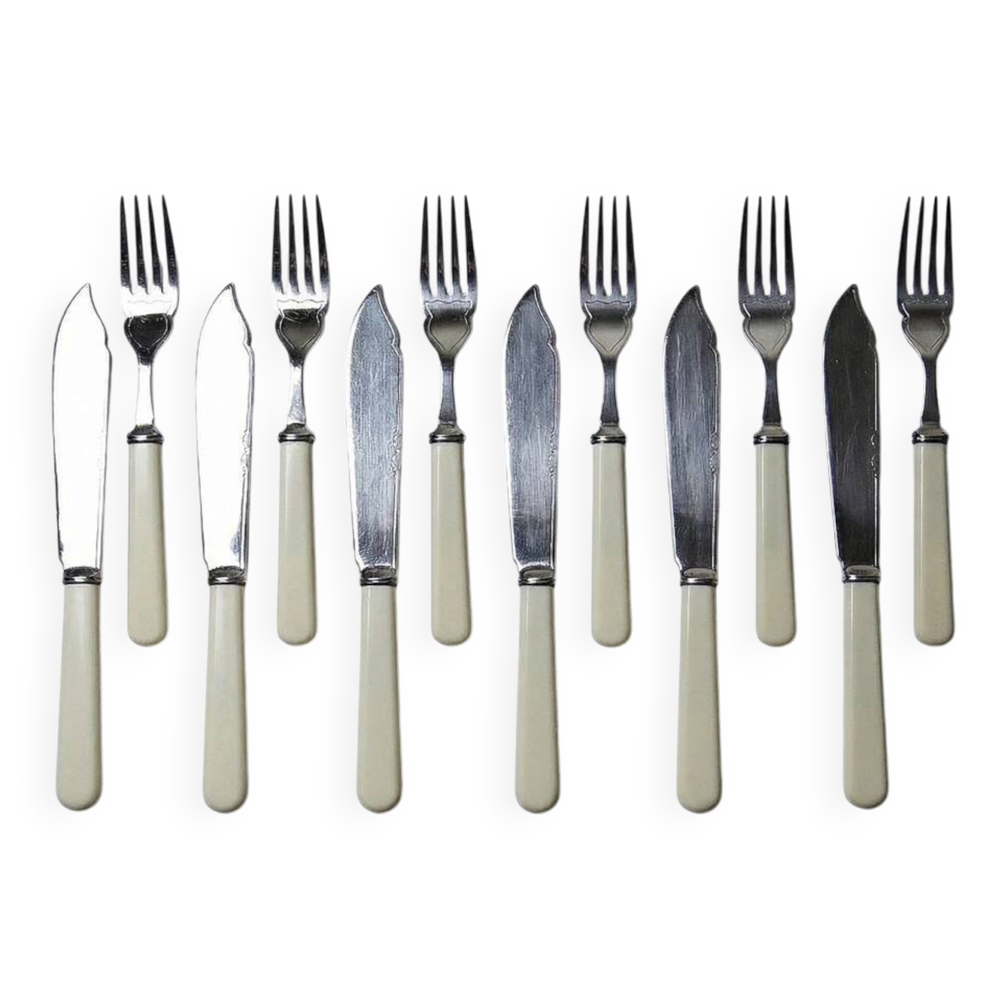 Rodgers Sheffield silver-plated fish service with ivorine vintage.