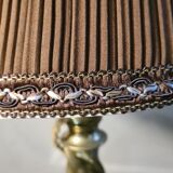 Antique petrol bronze lamp electrifiee 1920 lampshade pleated 52x26