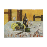 Signed still life, oil on canvas