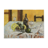 Signed still life, oil on canvas